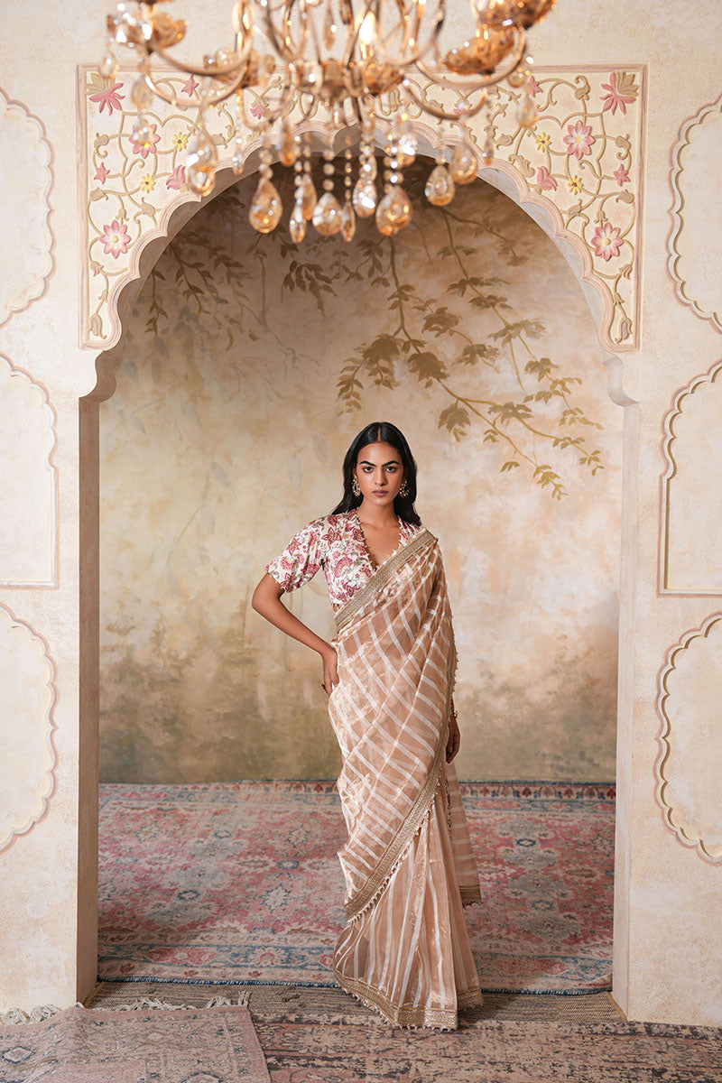 Zarina Pearl Tissue Silk Saree