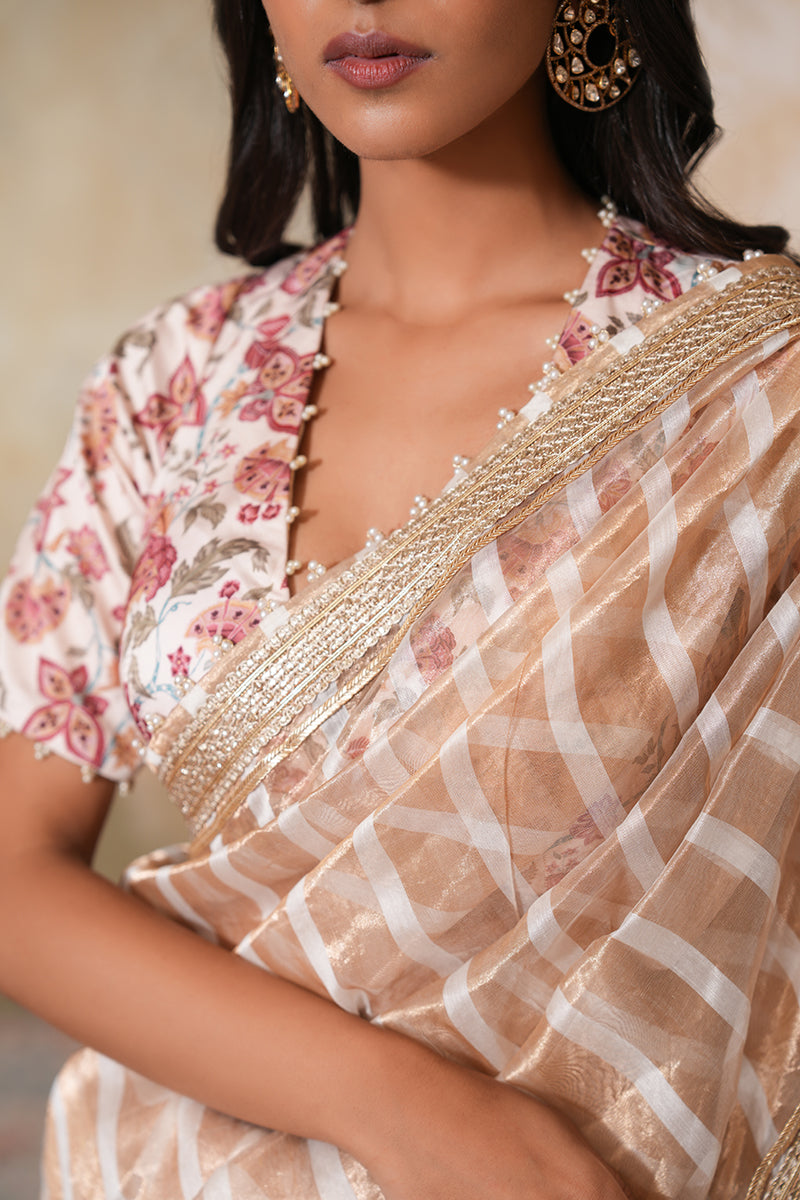Zarina Pearl Tissue Silk Saree