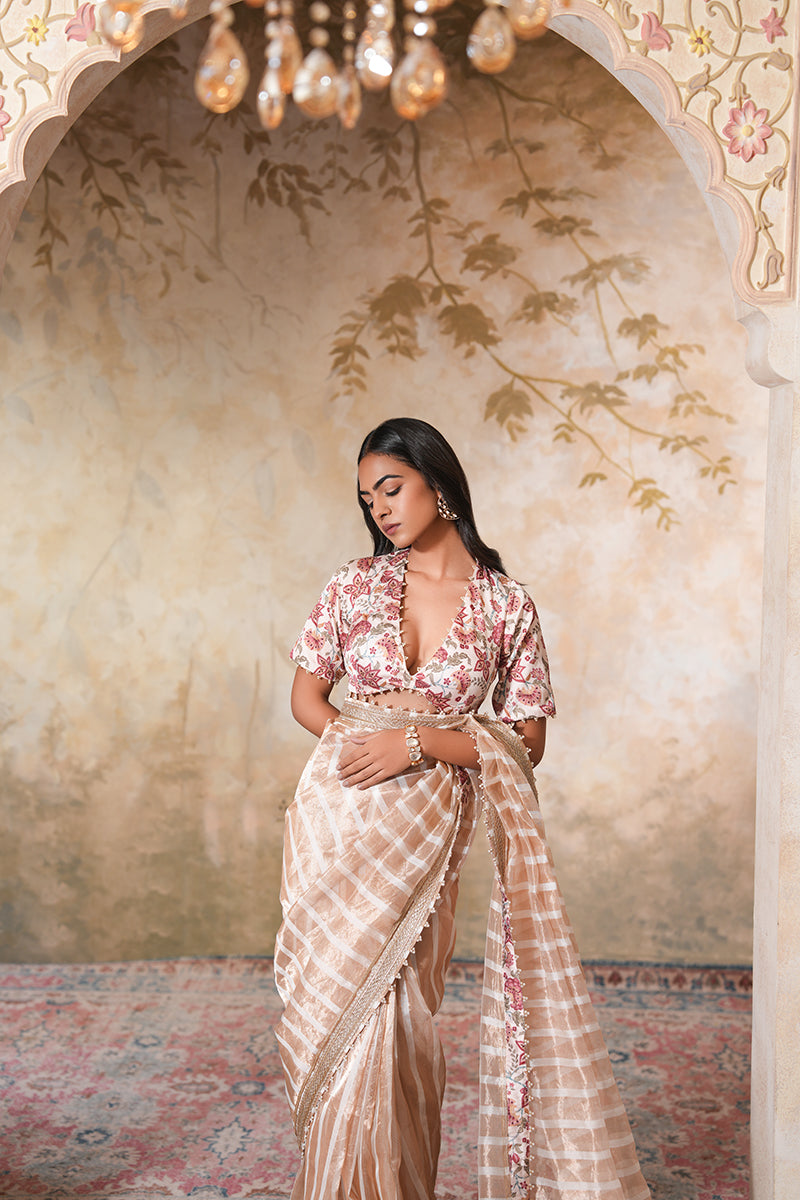 Zarina Pearl Tissue Silk Saree