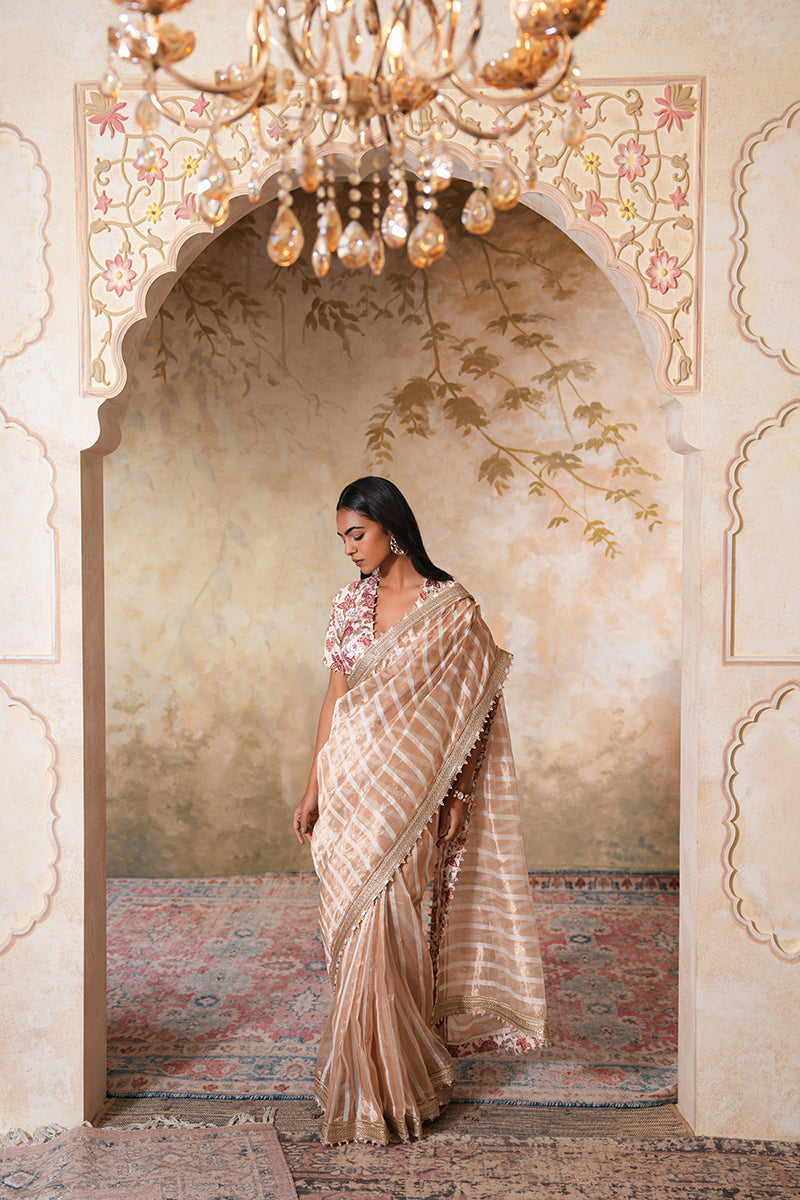 Zarina Pearl Tissue Silk Saree