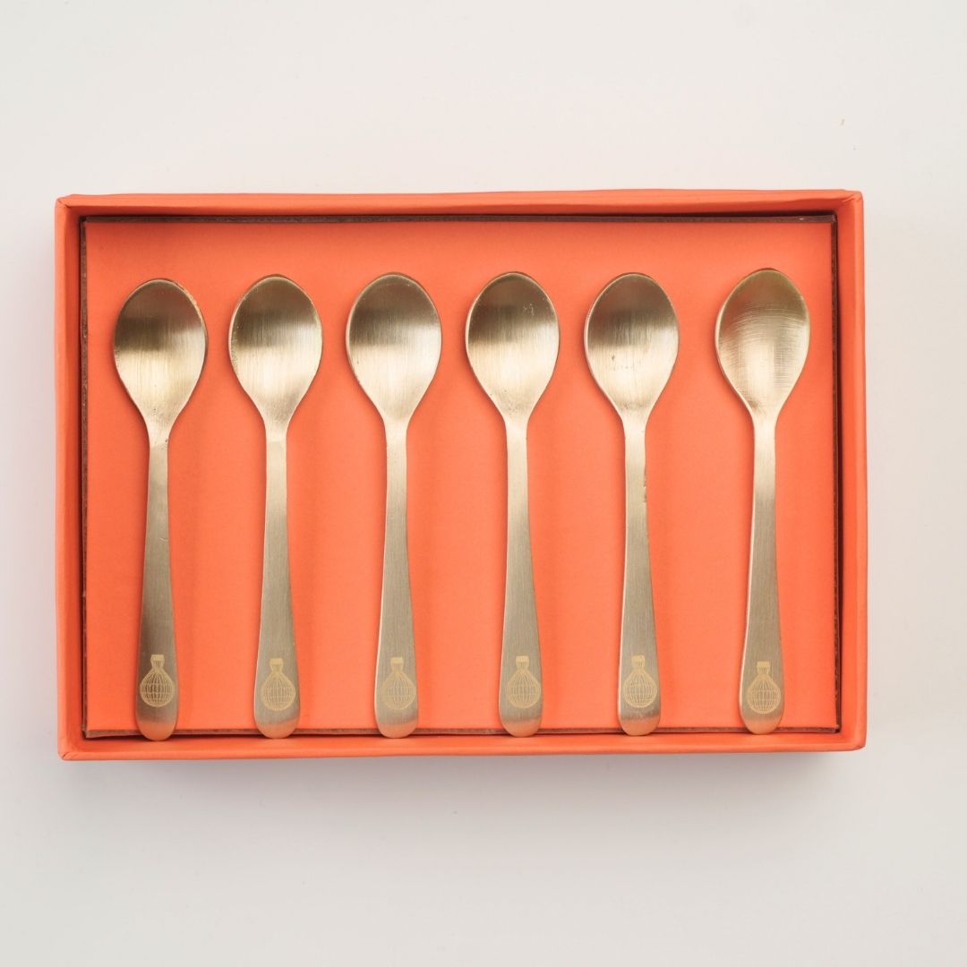 Pure brass dessert spoons | Set of 6 | balloon