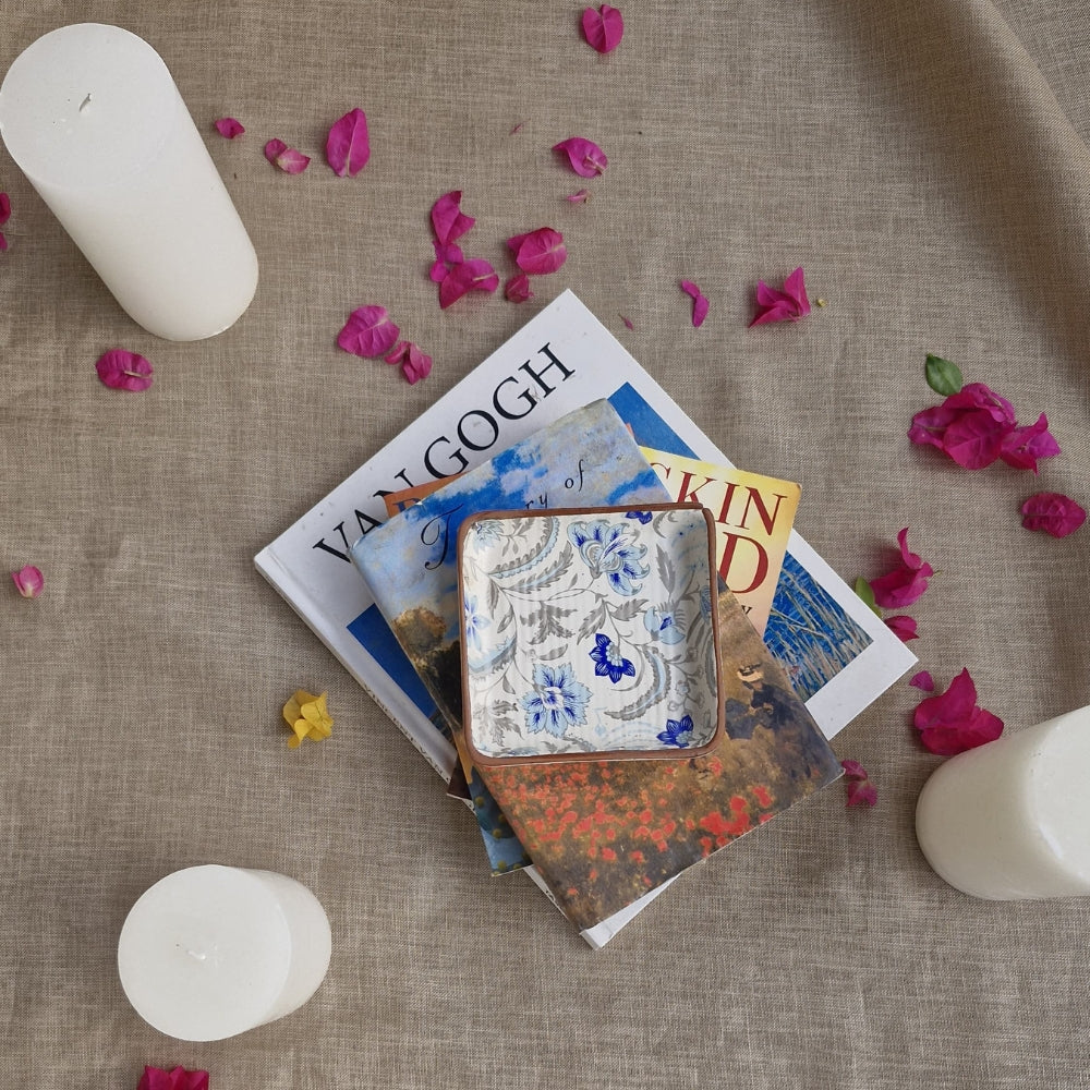 Decoupage Square plate | Blue