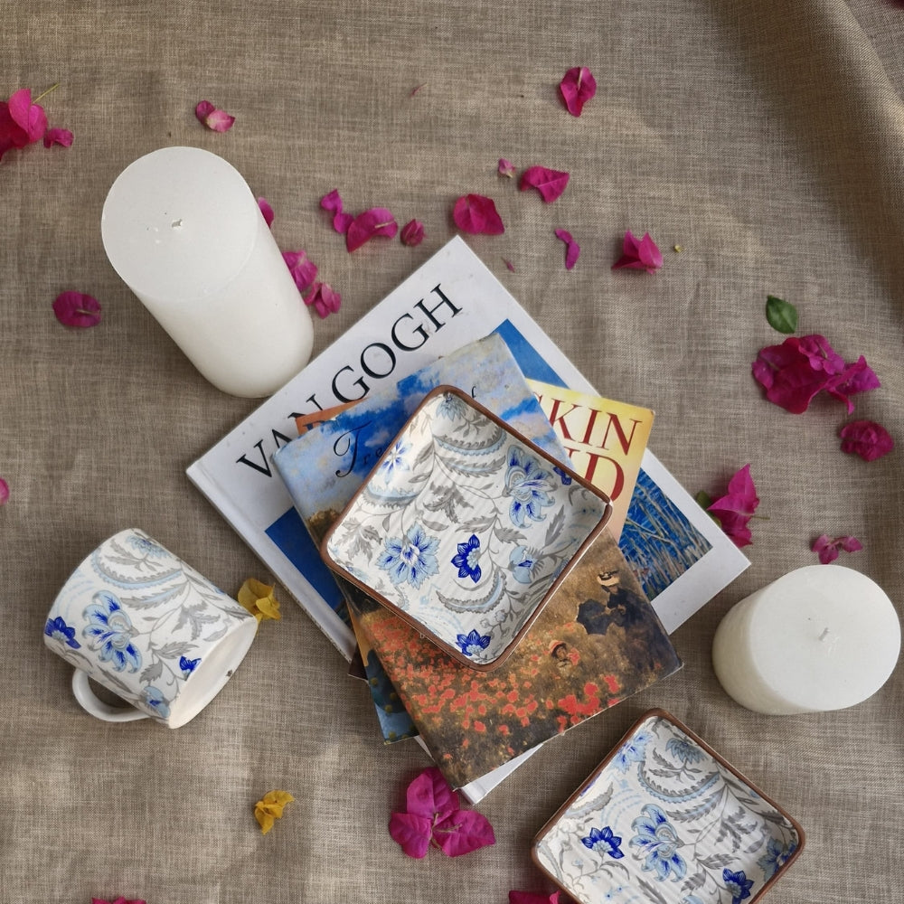 Decoupage Square plate | Blue