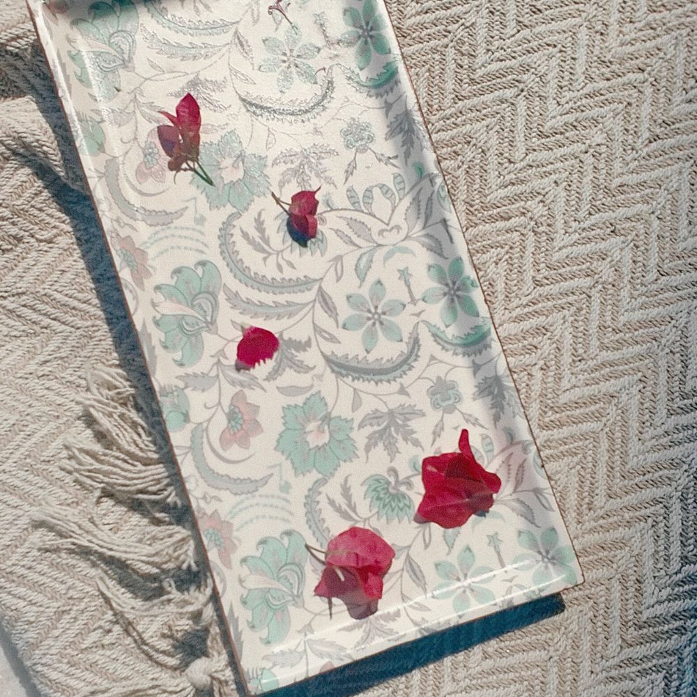 Decoupage rectangle platter | Green
