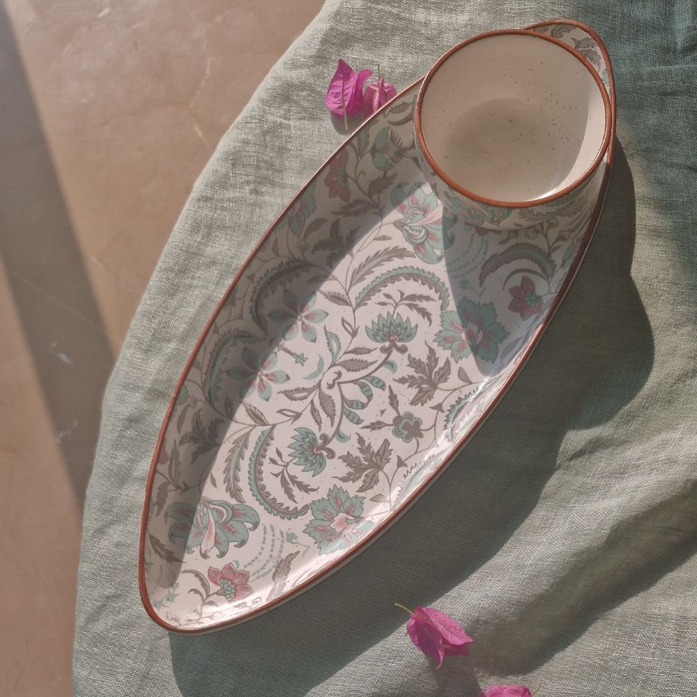 Decoupage Oval Platter | 14 Inches