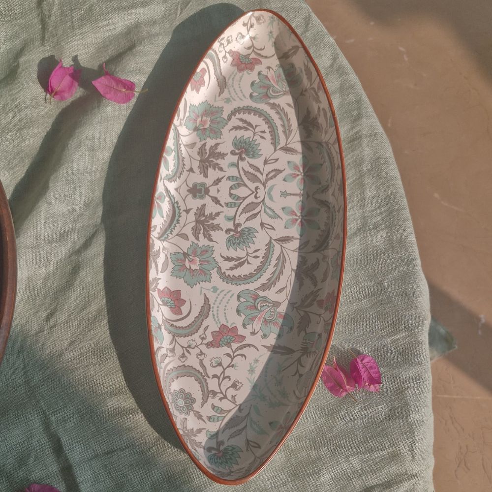 Decoupage Oval Platter | 14 Inches