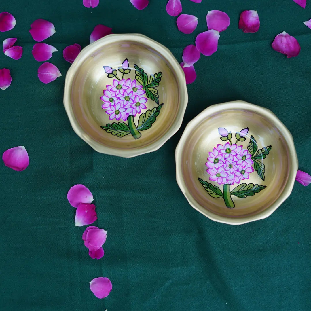 Gulabi Bloom Nut Bowl- 1 Brass Bowl