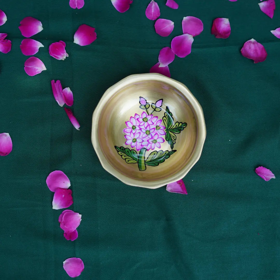Gulabi Bloom Nut Bowl- 1 Brass Bowl