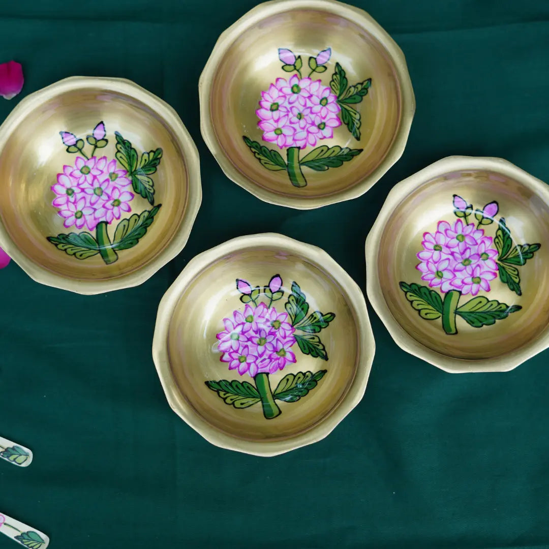 Gulabi Bloom Nut Bowl- 1 Brass Bowl