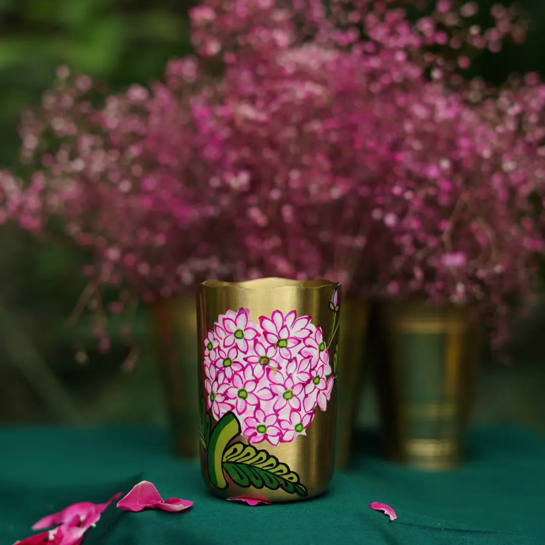 Housewarming Gifts | Handpainted Pure Brass Tumblers