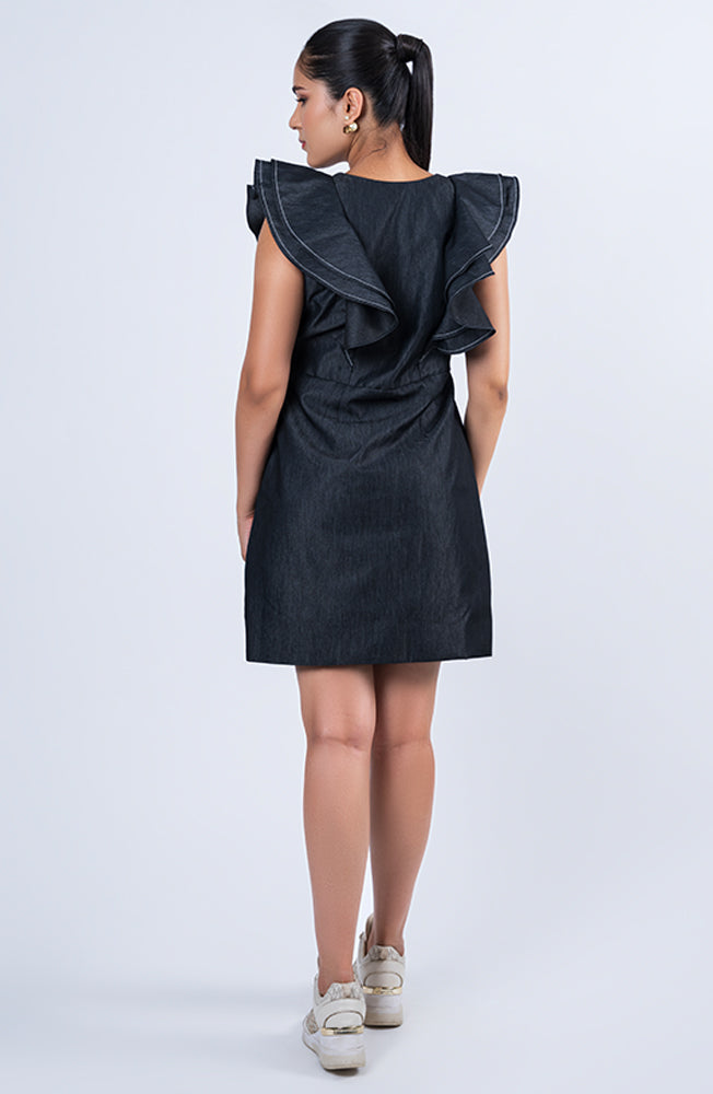 Denim Ruffle Dress