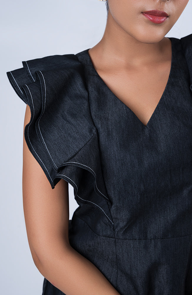 Denim Ruffle Dress