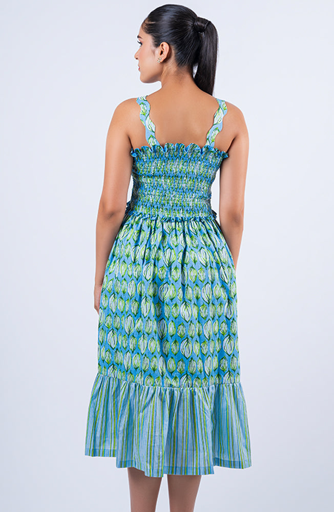 Bloom Bliss Long Dress (Blue)