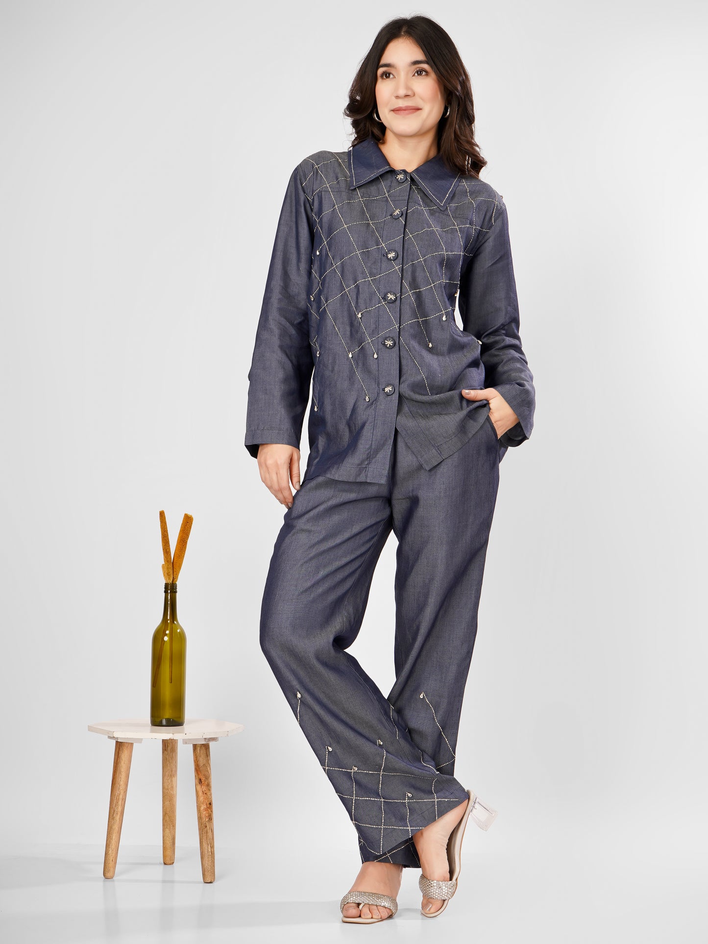 Rhinestone Denim Set