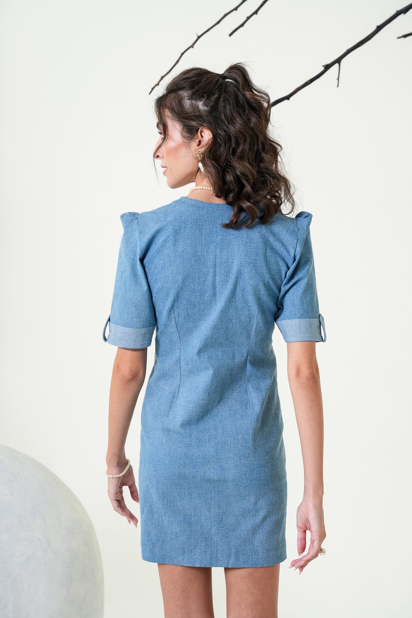 Tea Party Ready Blue Straight-Fit Dress