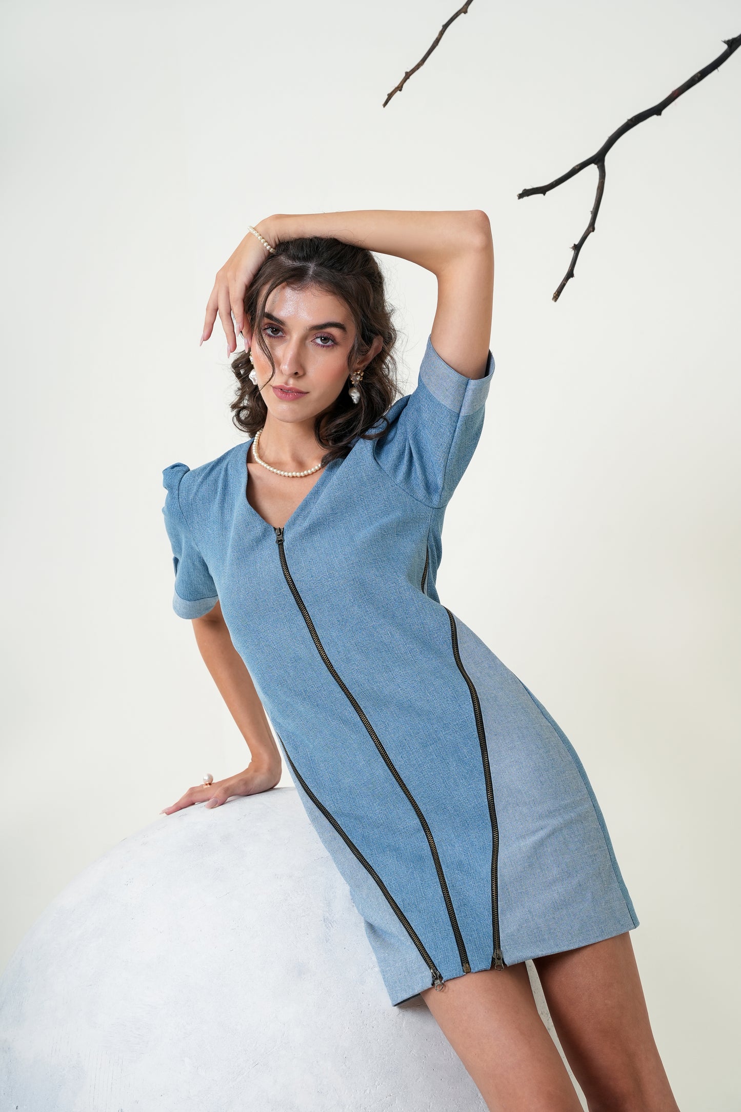 Tea Party Ready Blue Straight-Fit Dress