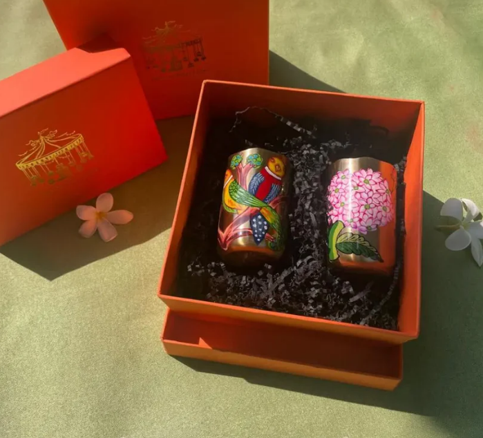 Housewarming Gifts | Handpainted Pure Brass Tumblers