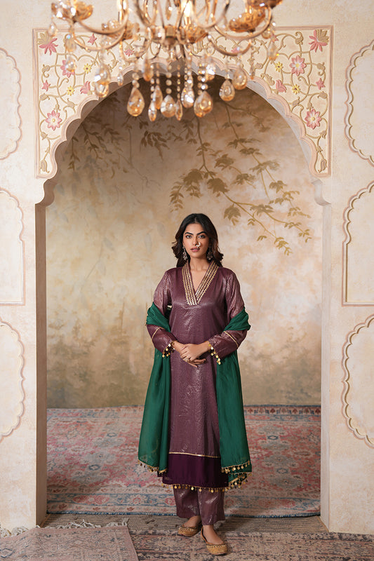 Gauhar Gota Kurta Set With Dupatta
