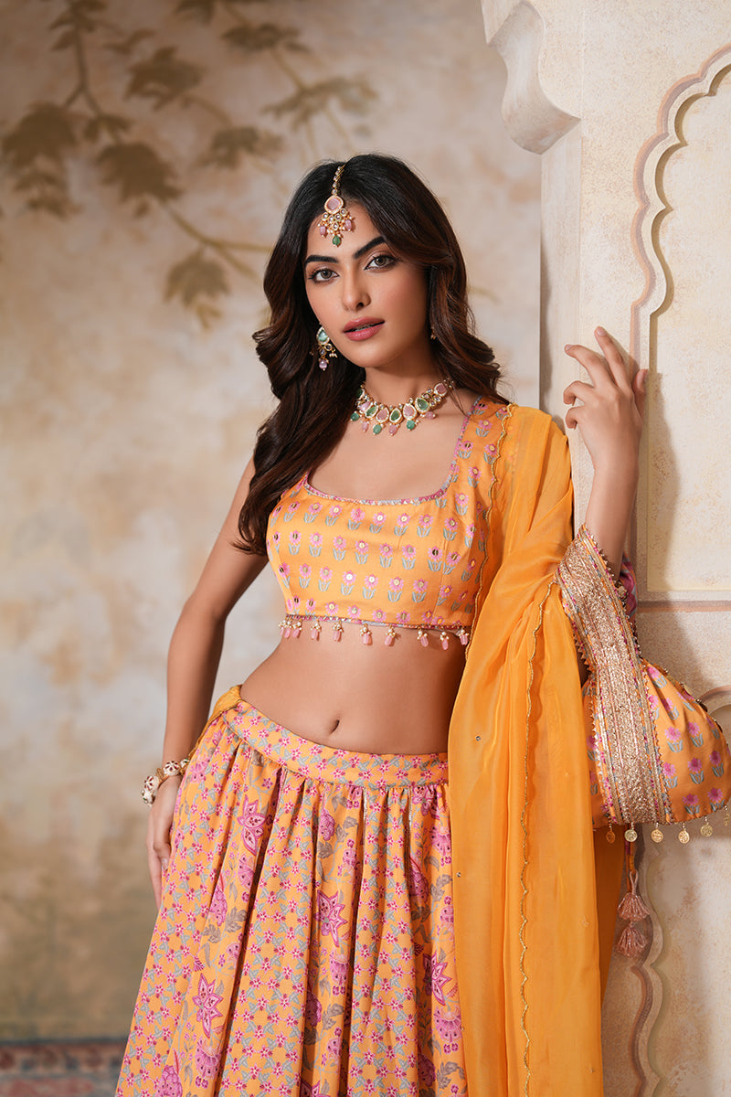 Kesariya Heer Lehenga Set With Dupatta