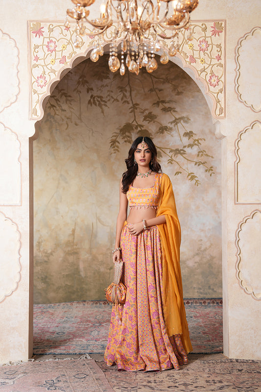 Kesariya Heer Lehenga Set With Dupatta