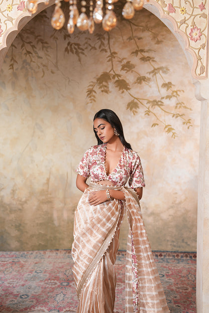 Zarina Pearl Tissue Silk Saree