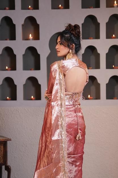 Badami Gold Tissue Silk Saree