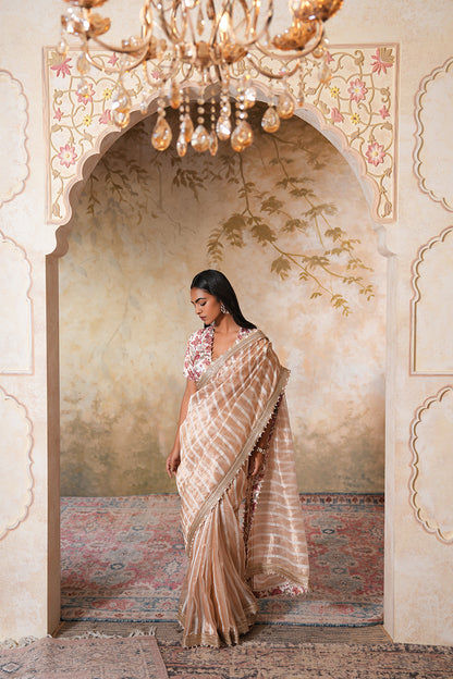 Zarina Pearl Tissue Silk Saree