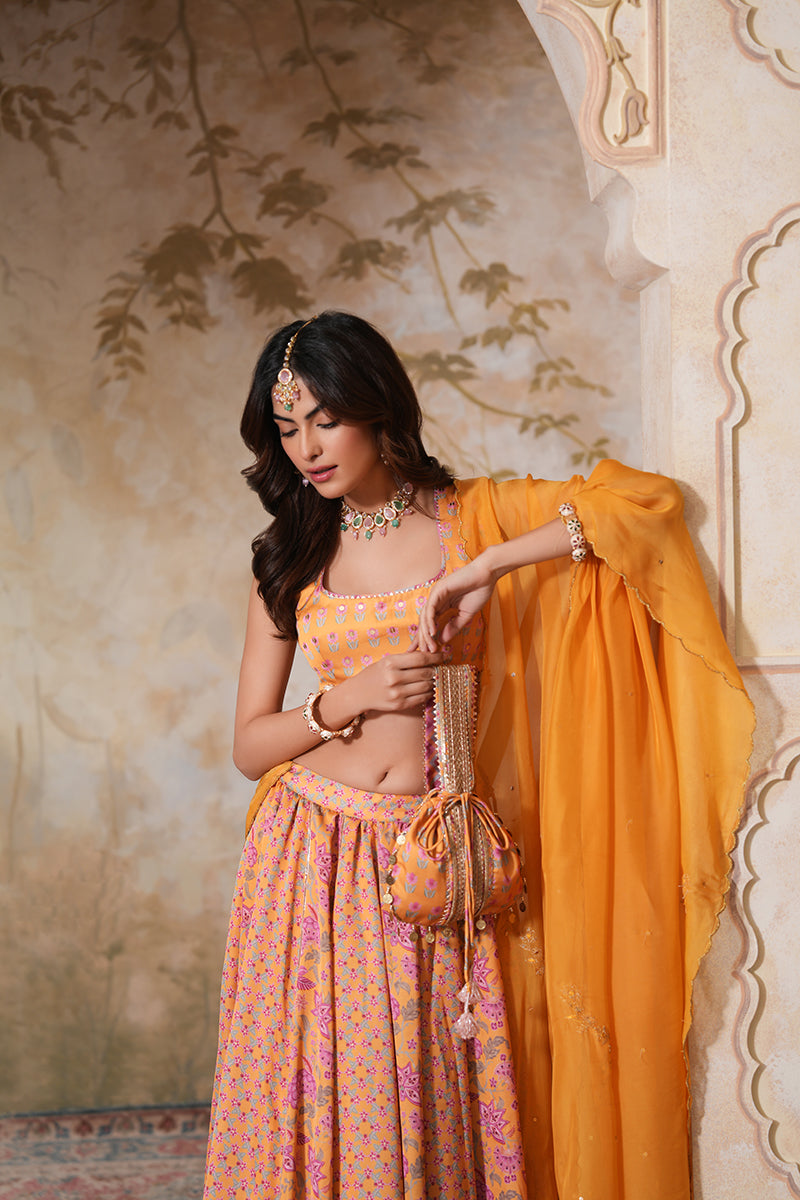 Kesariya Heer Lehenga Set With Dupatta