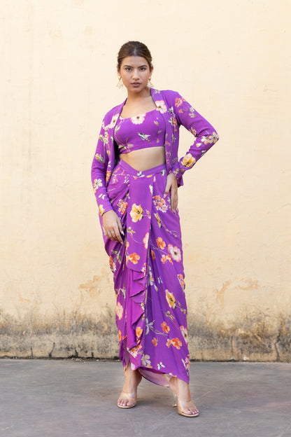 Drapped skirt with Jacket set