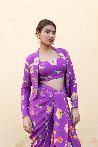 Drapped skirt with Jacket set