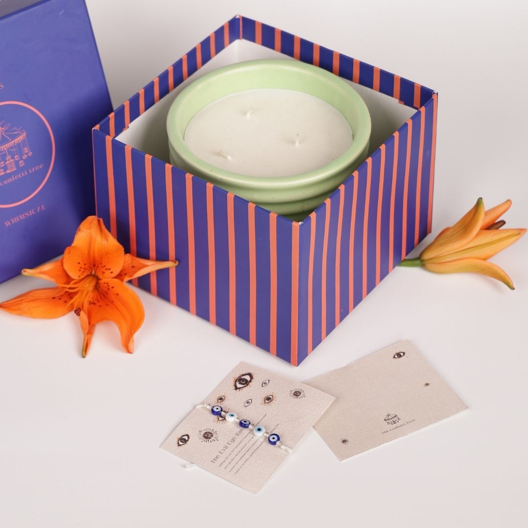 Flame of light Rakhi Box | Green