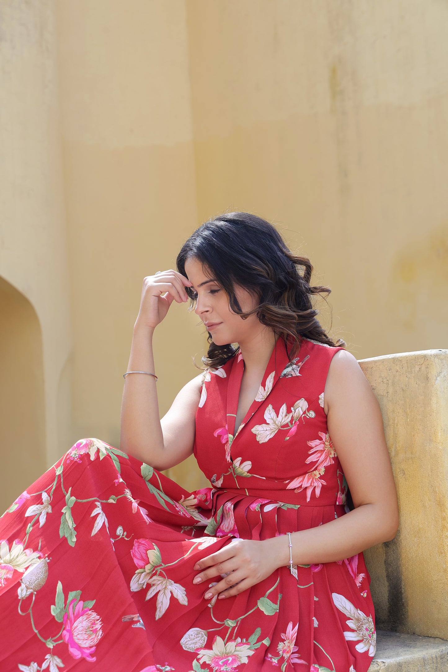 Pleated long dress