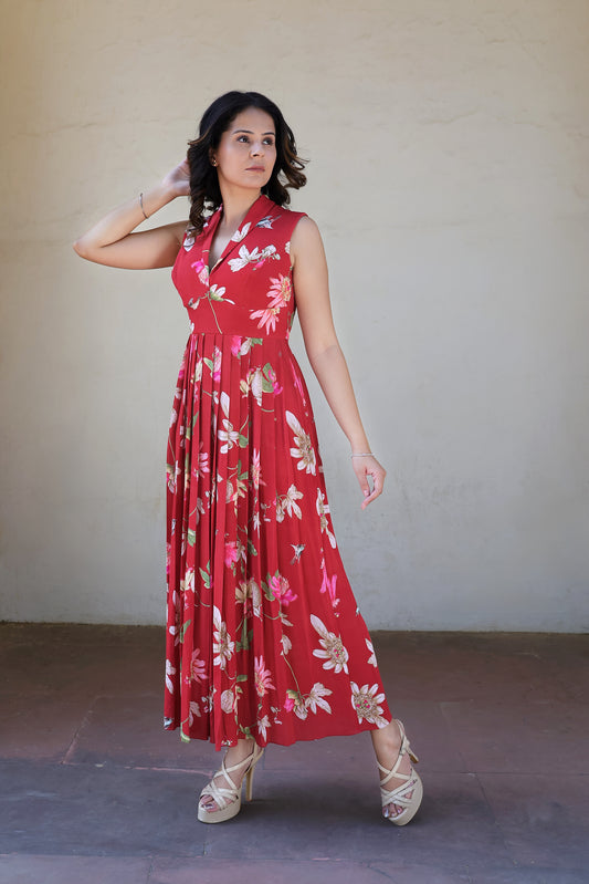 Pleated long dress