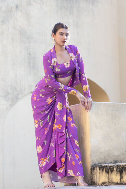 Drapped skirt with Jacket set