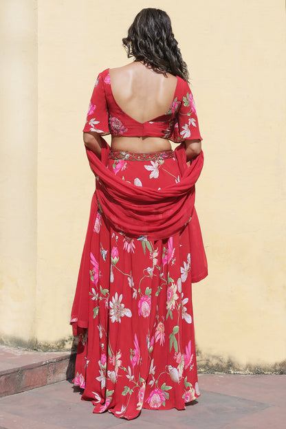 Side-slit lehenga set with dupatta