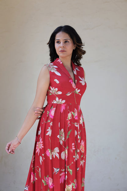 Pleated long dress