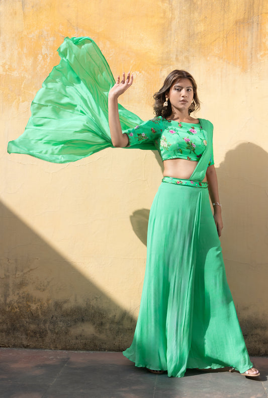 Stitched saree with blouse