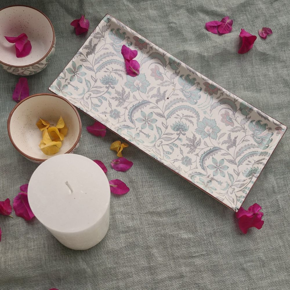 Decoupage rectangle platter | Green