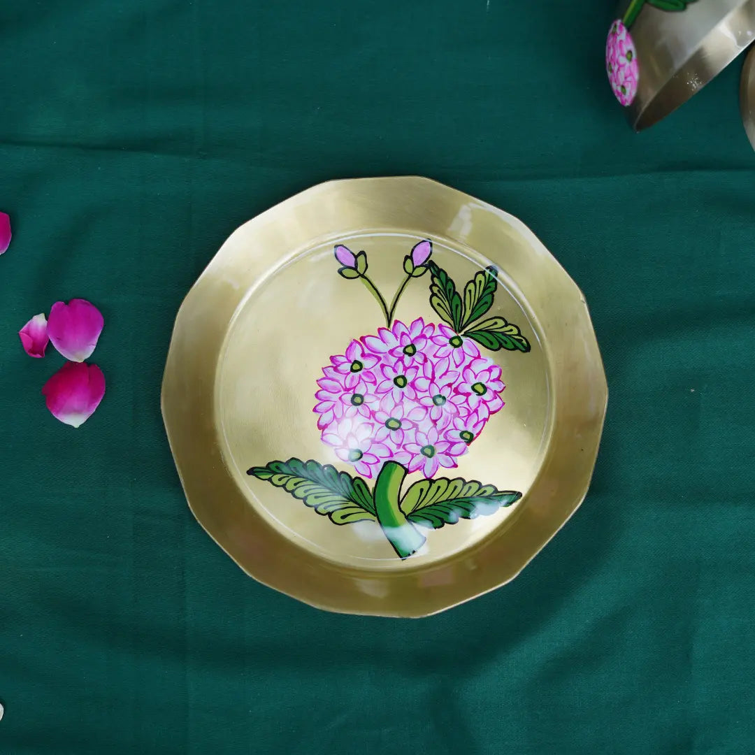 Gulabi Bloom Brass Starter Plate | 6 Inches
