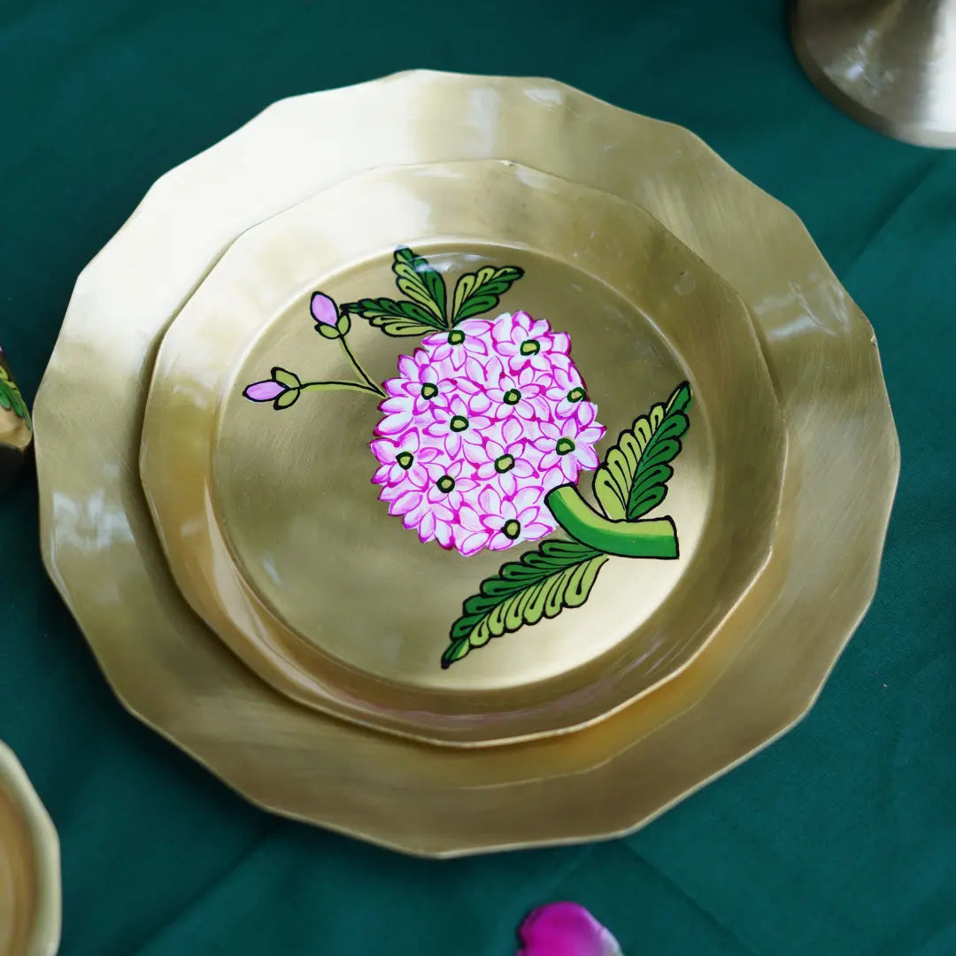 Gulabi Bloom Brass Starter Plate | 6 Inches