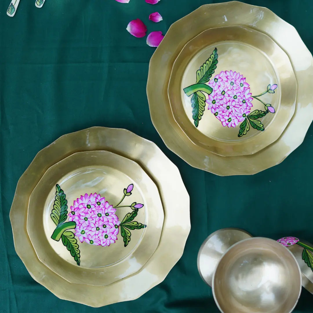 Gulabi Bloom Brass Starter Plate | 6 Inches