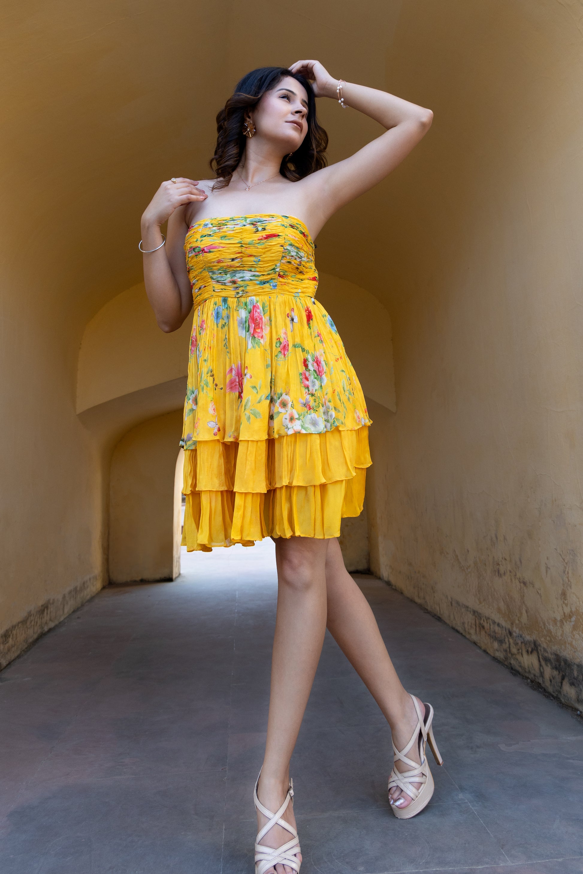 Flared Layered Tube Dress