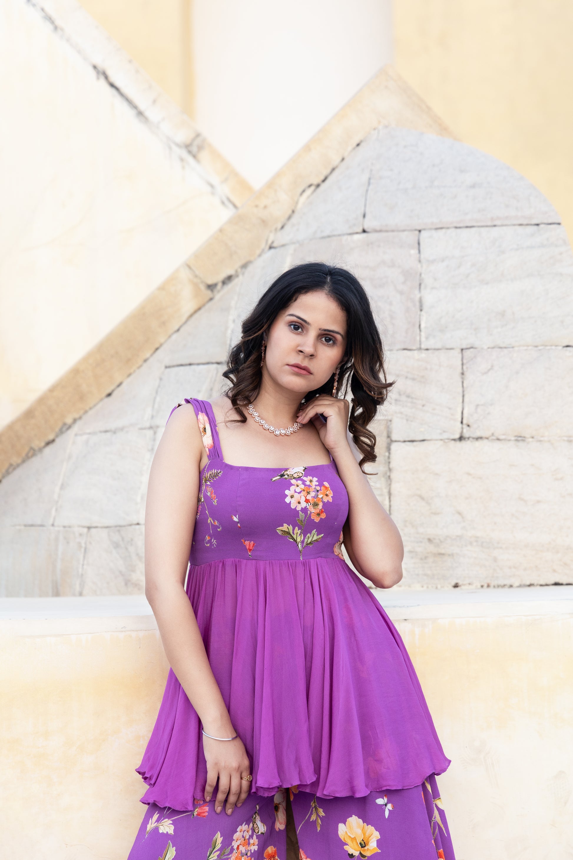Floral printed plazzo set with dupatta