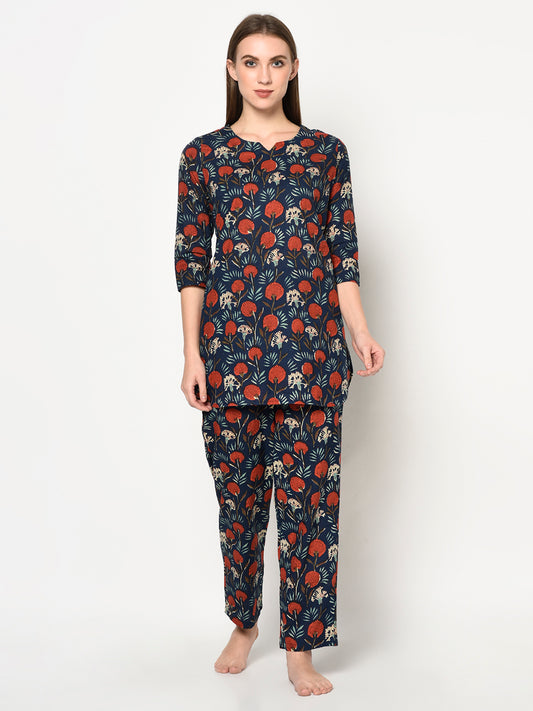 Blockprint Nightsuit set | Nautika