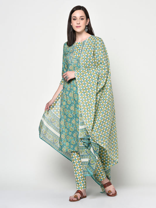 Pure cotton kurta set | Green