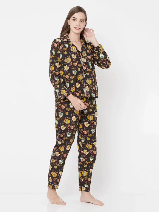 Blockprint Nightsuit set | Sardine