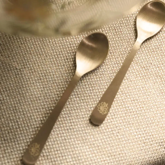 Pure brass dessert spoons | Set of 6 | Peony
