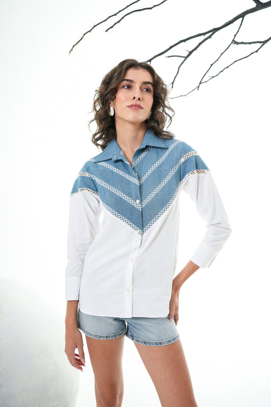 Cowgirl Denim White Shirt