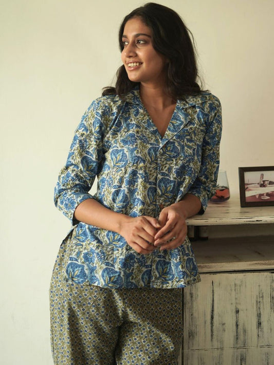 Blockprint Nightsuit Set | Samah