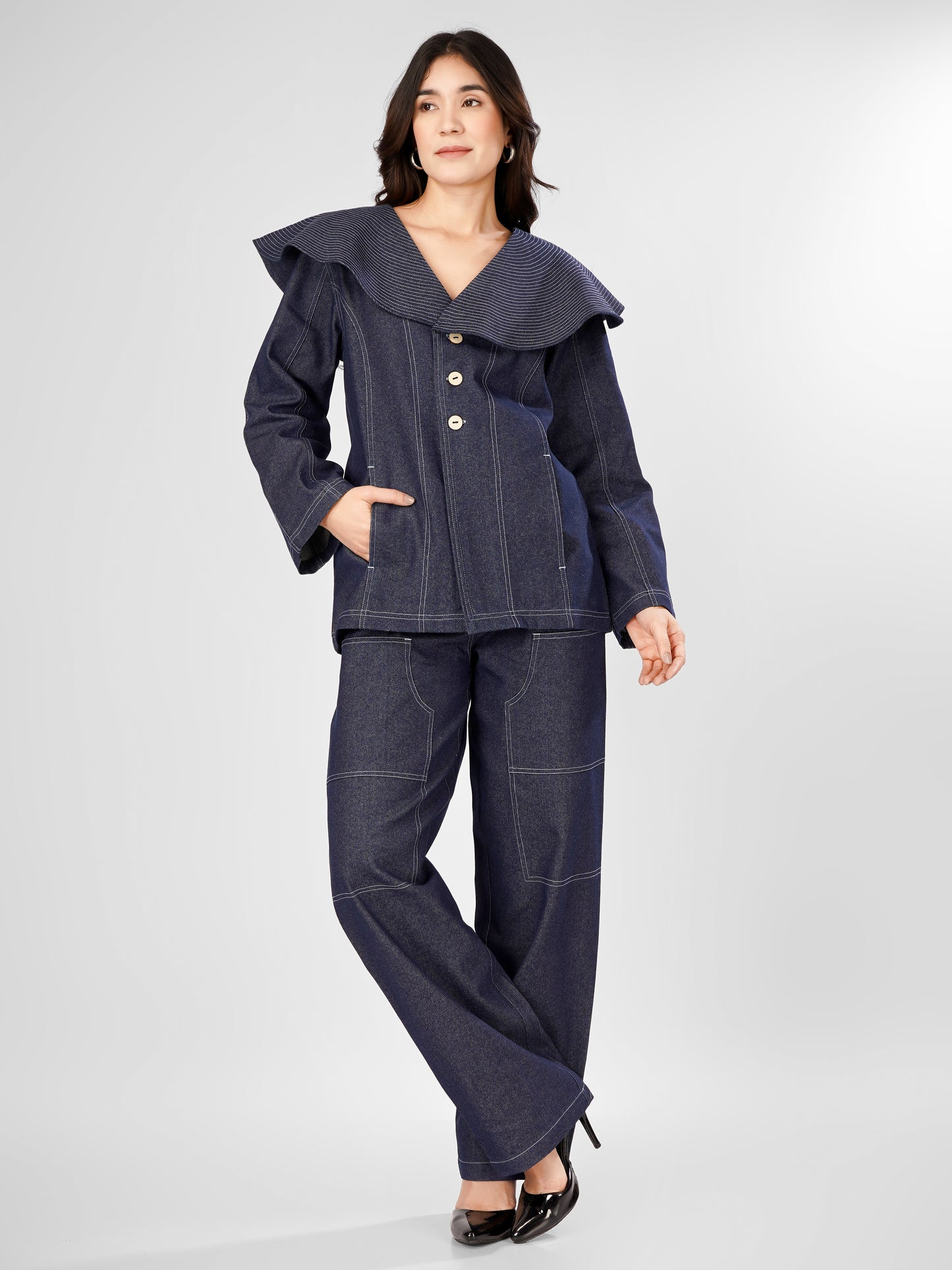 Stylish Denim Co-ord Set with Structured Fit 